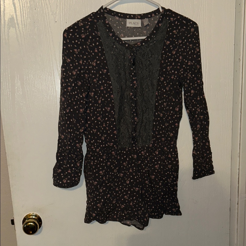 The Children's Place Black and Pink Floral One Piece